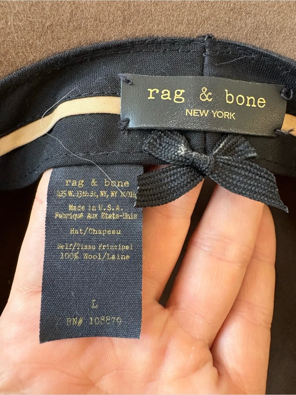 Rag&Bone Floppy Brim Felt Wool Fedora Hat Pecan Brown L Leather Trim Western